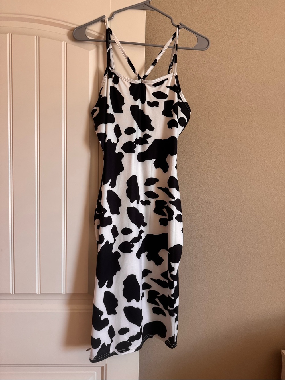 Black & White Cow Print Slip Dress - Women's